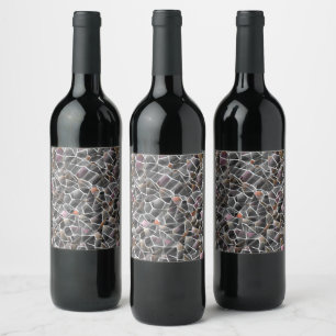 Messy of rough salmon and grey irregular mosaic th wine label