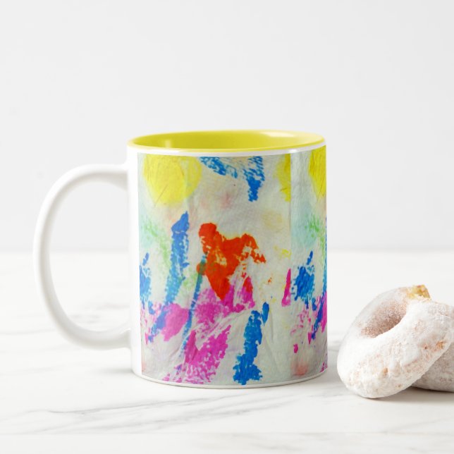 Messy Paint Two-Tone Coffee Mug (With Donut)