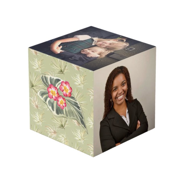 Messy Palm Tri-Colour with Photos Cube (Front Angled)