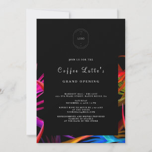 Messy Wild Tropical Style Black Business Opening Invitation