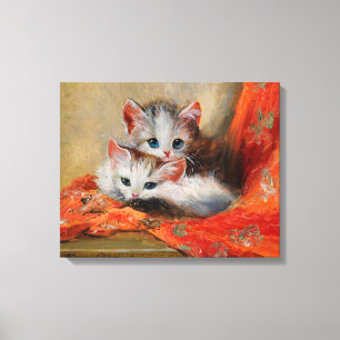 Meta Plückebaum's Vintage Cute Cat Painting Canvas Print