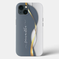 Metal 3-D look Calligraphy Gold Monogram Wave