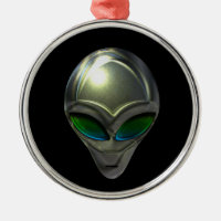 Metal Alien Head 02 Ornament