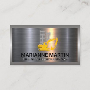 Metal Aluminium Brushed Construction Vehicle Business Card