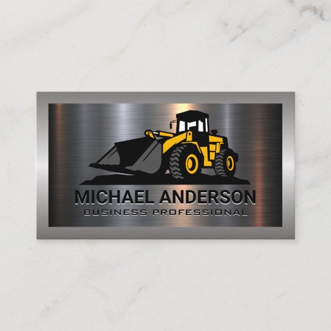 Metal Aluminium Brushed | Construction Vehicle Business Card (Front)