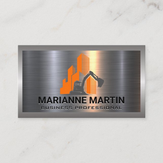 Metal Aluminium | Construction Building Icon Business Card (Front)