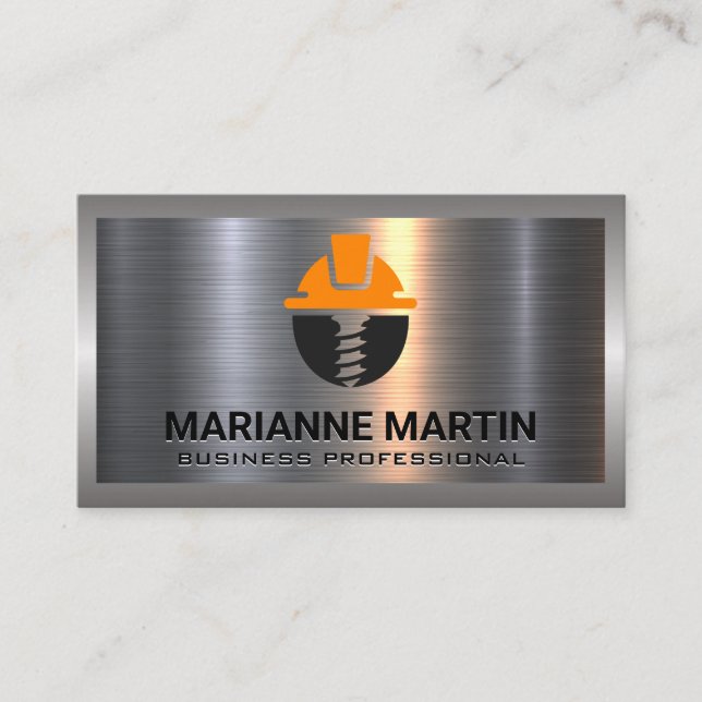 Metal Aluminium | Construction Hat Logo Business Card (Front)