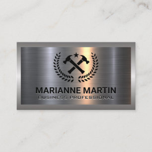 Metal Aluminium    Cross Hammer Logo Business Card