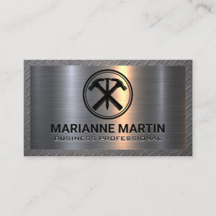 Metal Aluminium   Hammer Nail Logo   Carpentry Business Card