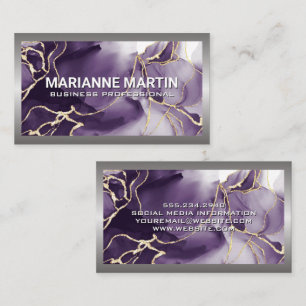 Metal Aluminium Silver Border   Purple Gold  Business Card