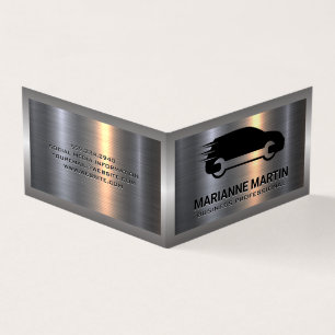 Metal Aluminium Silver Brushed Auto Service Business Card