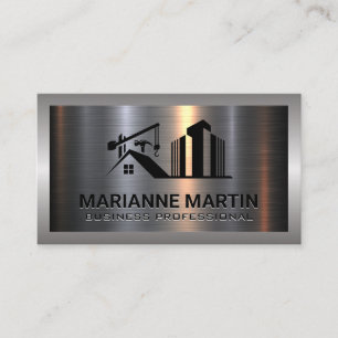 Metal Aluminium Silver Brushed Construction Business Card