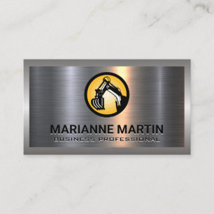 Metal Aluminium Silver Brushed Construction Logo Business Card