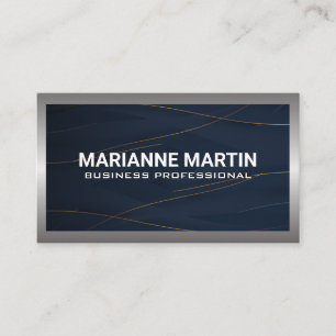 Metal Aluminium Silver Brushed   Dark Blue Business Card