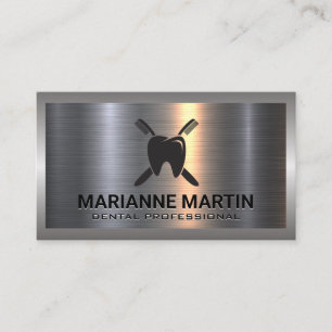 Metal Aluminium Silver Brushed Dental Logo Business Card