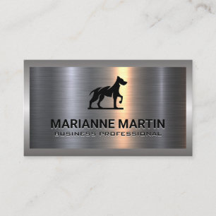 Metal Aluminium Silver Brushed Dog Logo Business Card