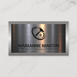 Metal Aluminium Silver Brushed | Home Hammer Logo Business Card