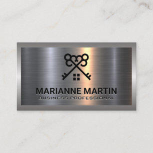 Metal Aluminium Silver Brushed   Home Keys Logo Business Card