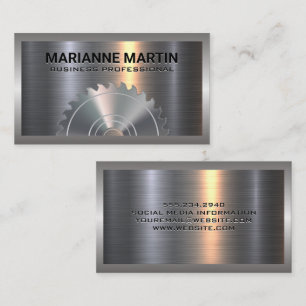 Metal Aluminium Silver Brushed   Industrial Saw Business Card