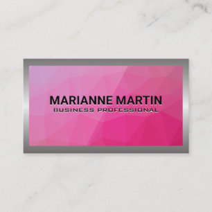 Metal Aluminium Silver Brushed Magenta Geometric Business Card