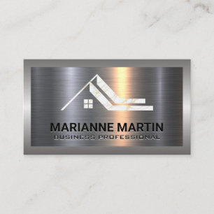 Metal Aluminium Silver Brushed Marble Roof Logo Business Card