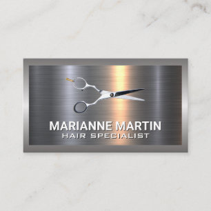 Metal Aluminium Silver Brushed   Scissors Business Card