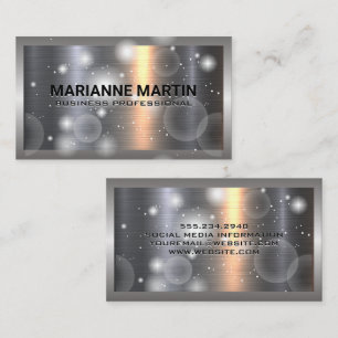 Metal Aluminium Silver Brushed   Sparkle Business Card