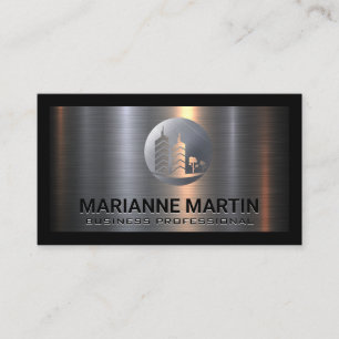 Metal Aluminium Silver Commercial Building Logo Business Card