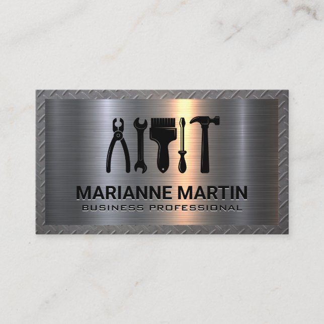 Metal Aluminium Silver | Steel Frame Business Card (Front)