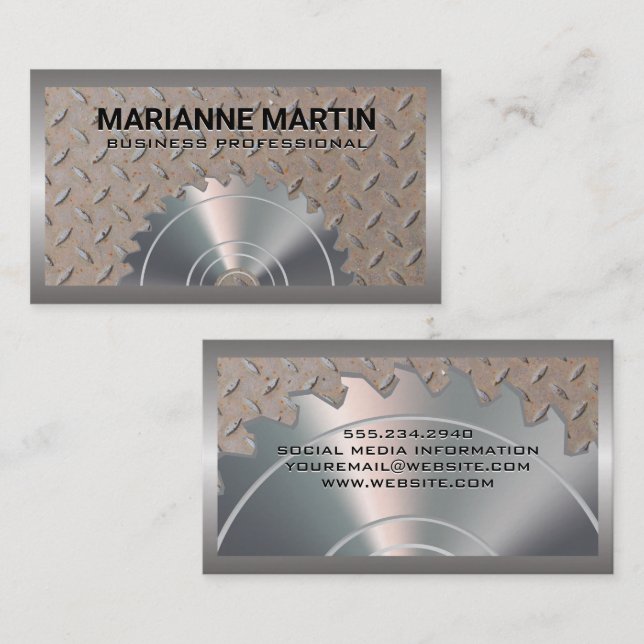 Metal Aluminium Steel | Industrial Saw Business Card (Front/Back)