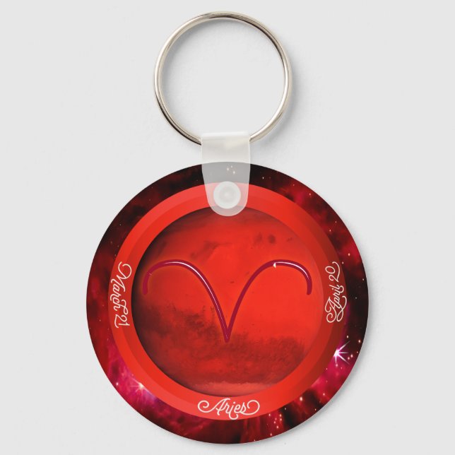 Metal Aluminium Zociac Aries Personalise NAME Key Ring (Front)