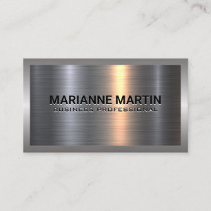 Metal Aluminum Silver Brushed   Industrial Border Business Card