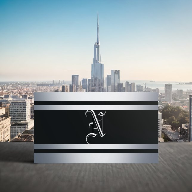 Metal and Black Strips Business Card (Creator Uploaded)