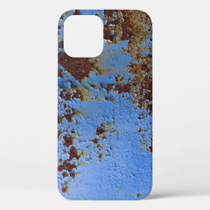 Metal and blue paint texture. iPhone 12 case