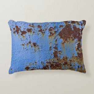 Metal and blue paint texture. decorative cushion