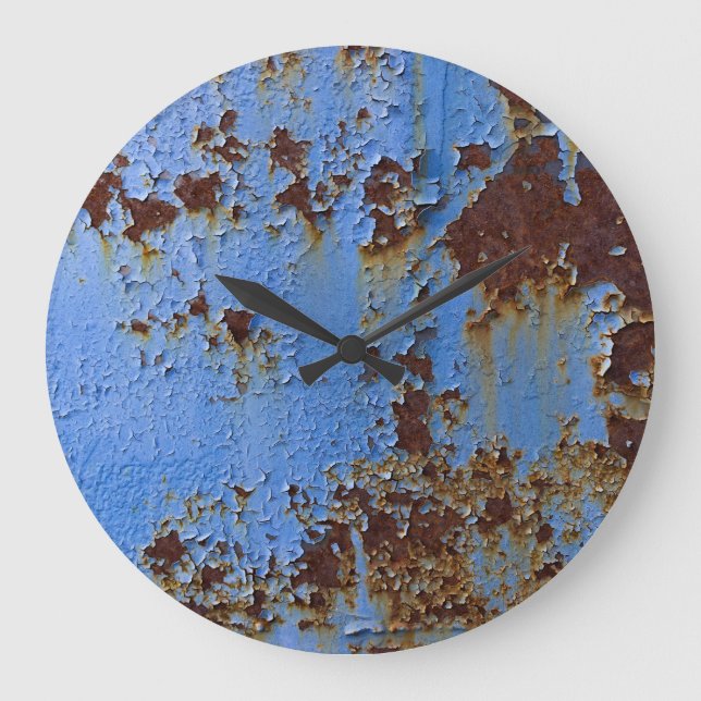Metal and blue paint texture. large clock (Front)