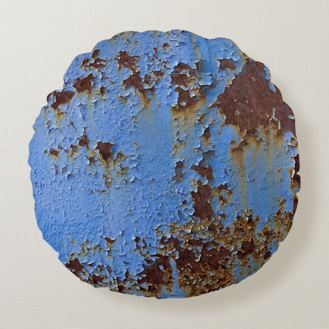 Metal and blue paint texture. round cushion (Front)