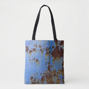 Metal and blue paint texture. tote bag