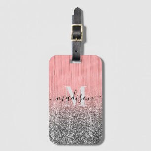 Metal and Glitter Luggage Tag