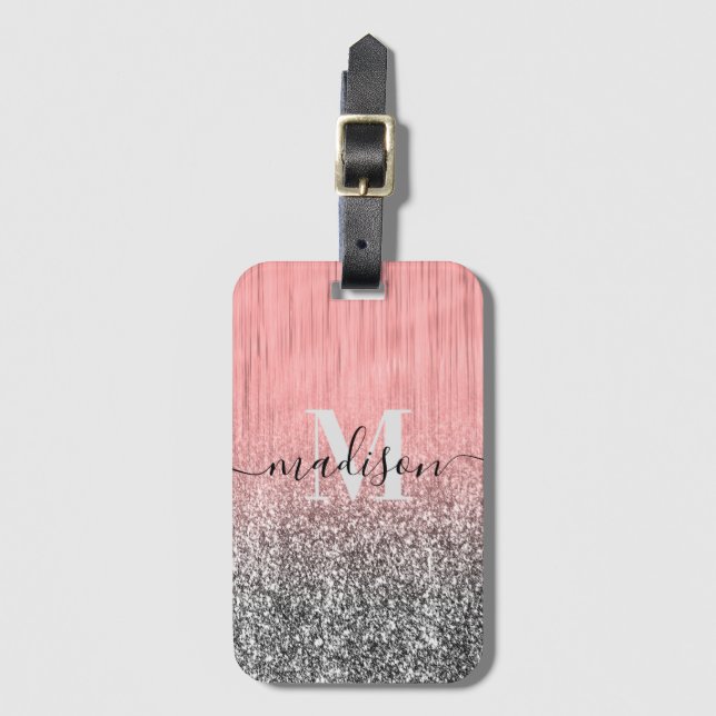 Metal and Glitter Luggage Tag (Front Vertical)