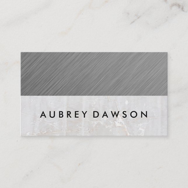 Metal and Marble | Simple Elegant Business Card (Front)