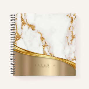 Metal and Marble Wave Gold ID811 Notebook