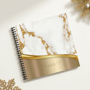 Metal and Marble Wave Gold ID811 Notebook
