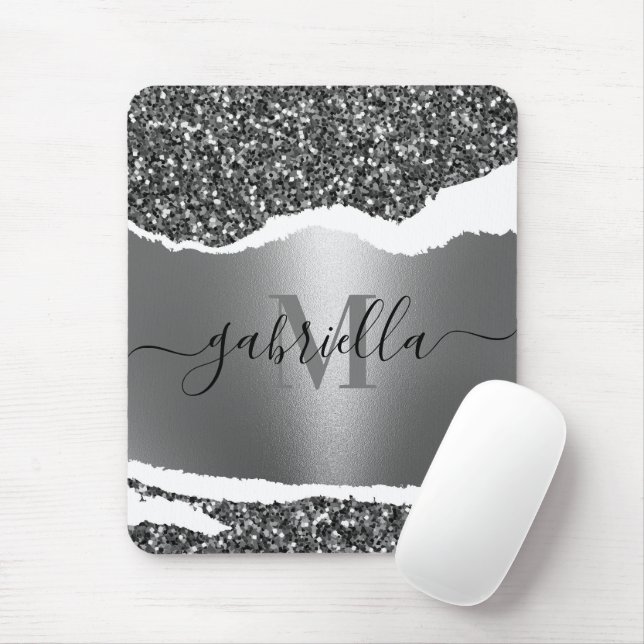 Metal and Silver Glitter Mouse Mat (With Mouse)