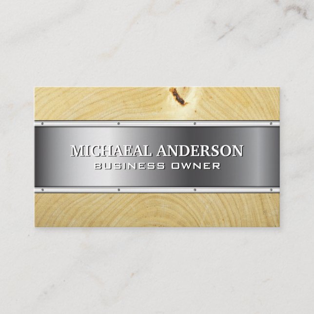 Metal and Wood Business Card (Front)