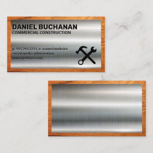 Metal and Wood Trim   Hammer and Wrench Business Card