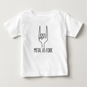 Metal as Fork Black Line Devil Horns Baby T-Shirt