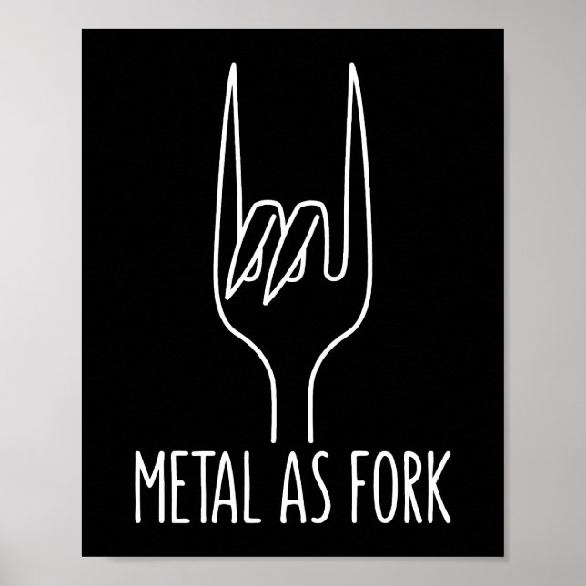 Metal as Fork Funny Rock On Kitchen Design Poster (Front)