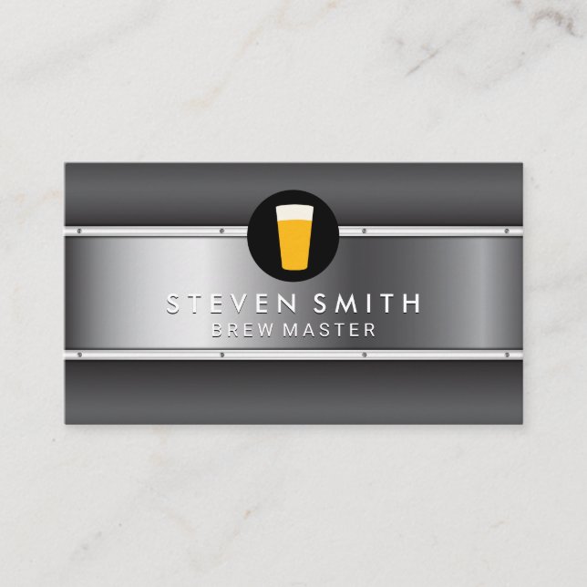 Metal Background Beer Icon Business Card (Front)