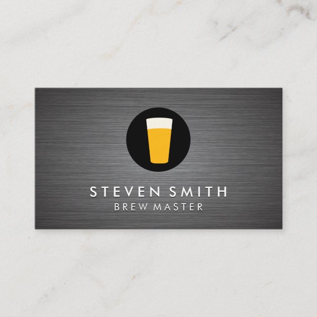Metal Background Beer Icon Business Card (Front)